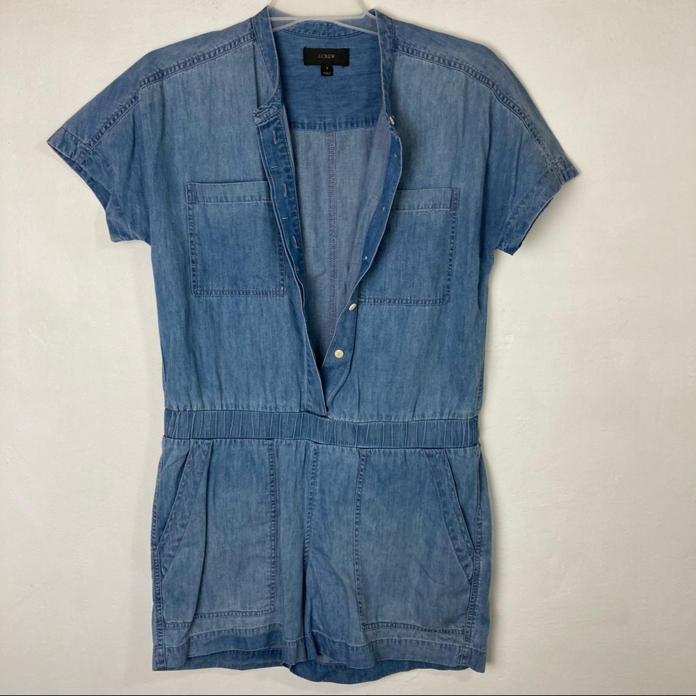 J. Crew Lightweight Denim Chambray Romper 8 - Picture 8 of 10